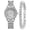 Silver, variant on 2Pcs/Set Women Quart Watch Shiny Rhinestones Circular Dial High Precision Movement Wristwatch with Bracelet