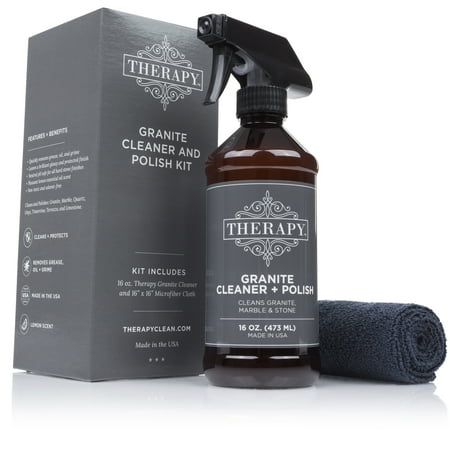 Kit Gunite - Therapy - Granite Cleaner and Polish Kit with Large Microfiber Cloth, 16 fl. oz.