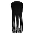 thumbnail image 4 of Hxshgdsn Women Open Front Tassel Vest Boho Western Faux Suede Fringe Cardigan Vintage Hippie Sleeveless Jacket Outwear Black Xl, 4 of 9