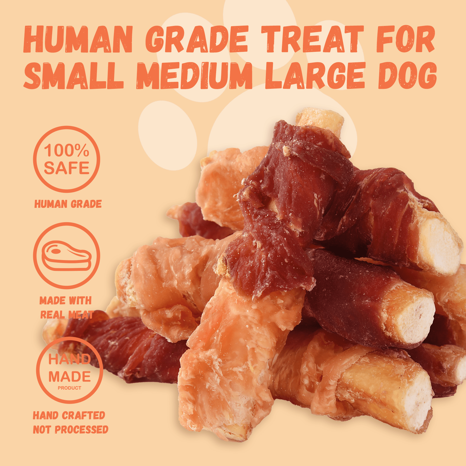 (2 pack) Pawmate Chicken & Duck Wrapped Beef Cartilage Dog Treats, Natural Soft Rawhide-Free Chews for All Dogs, 11oz