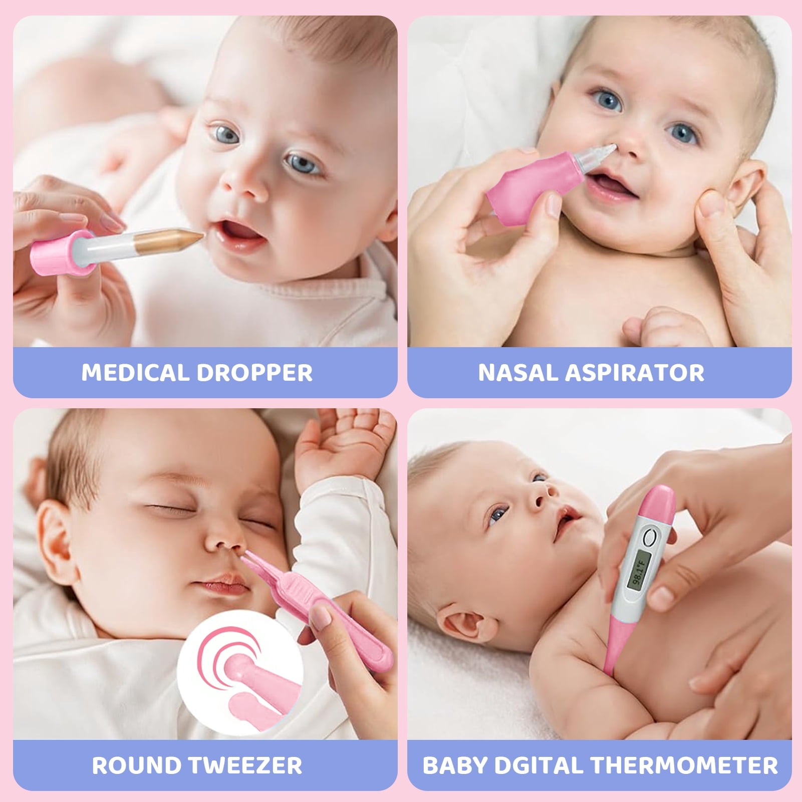 Dofurz 20 Pcs Baby Healthcare and Grooming Kit, Safety Newborn Nursery Baby Care Kit, with Hair Brush Comb, Nail Clipper, Thermometer, Newborn Essentials Girls Boys