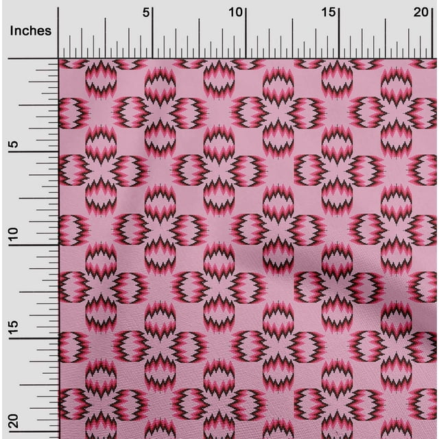oneOone Tissu Georgette Viscose Zig Zag Flamme Stitch Imprimé Tissu BTY 42 Pouces de Large