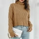 thumbnail image 1 of Women Short Sweater, Loose Fitting Drop Shoulder High Collar Short Pullover Sweater Skin Friendly Cable Knit Long Sleeves For Fall ANGGREK Otros, 1 of 5