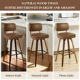 thumbnail image 4 of WOOW DEPOT PU Swivel Counter Height Bar Stools Set of 1, 29" Upholstered Brown Modern Kitchen Barstools w/ Faux Leather Mid-Back & Wood Legs, Mid Century Bar Chair Island Stool, 4 of 11
