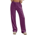 thumbnail image 1 of Womens Joggers Women's High Waist Casual Drawstring Pants Basic Solid Color Trousers for Daily Wear Comfortable Pants for Spring Fall Winter Season Size L, 1 of 5