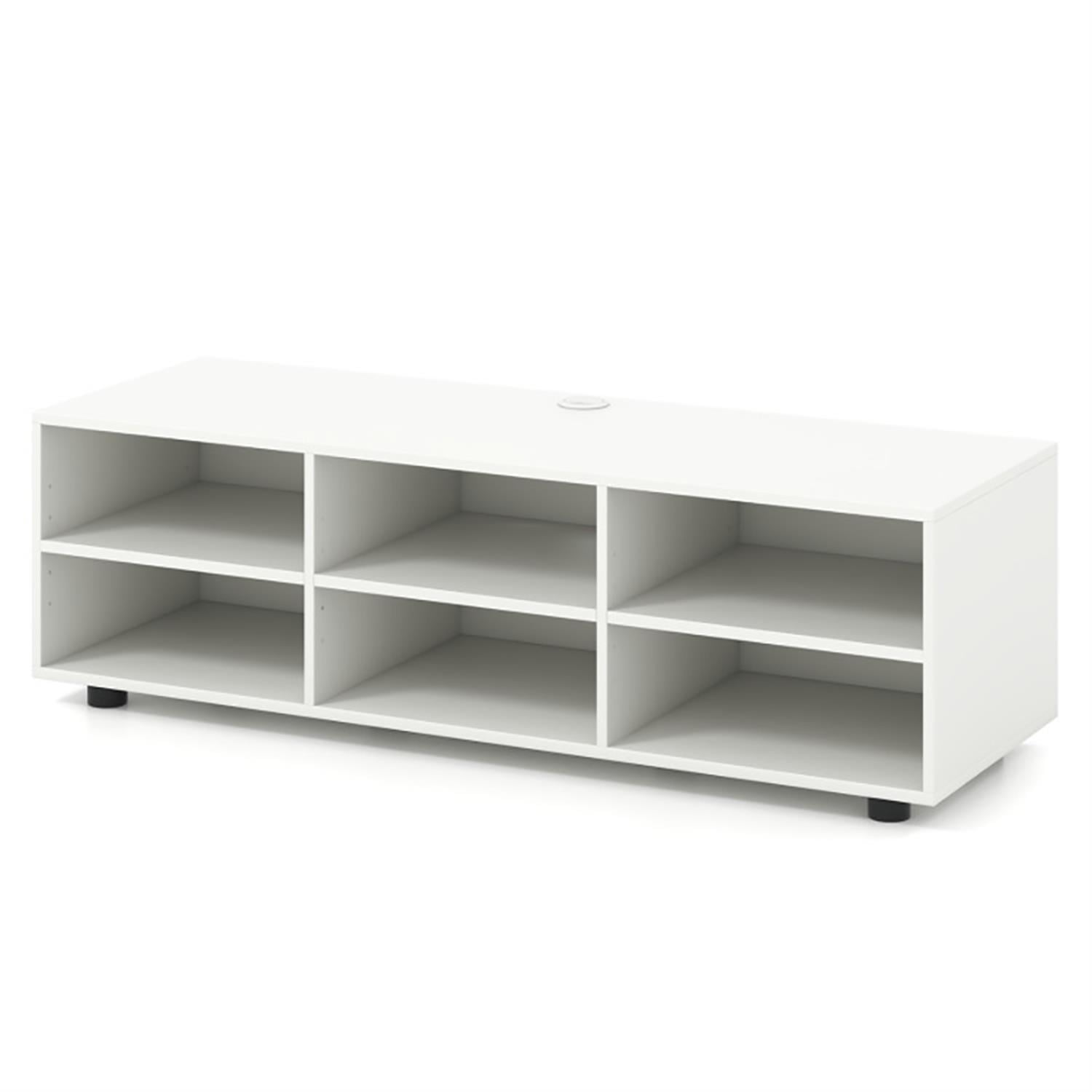 Demi Bonn TV Stand for 50" TVs, Entertainment Center with Storage Shelves, Modern Media TV Console Table for Living Room Bedroom, White