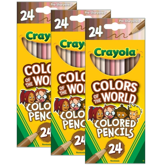 Crayola Colors of the World Colored Pencils, 24 Per Pack, 3 Packs