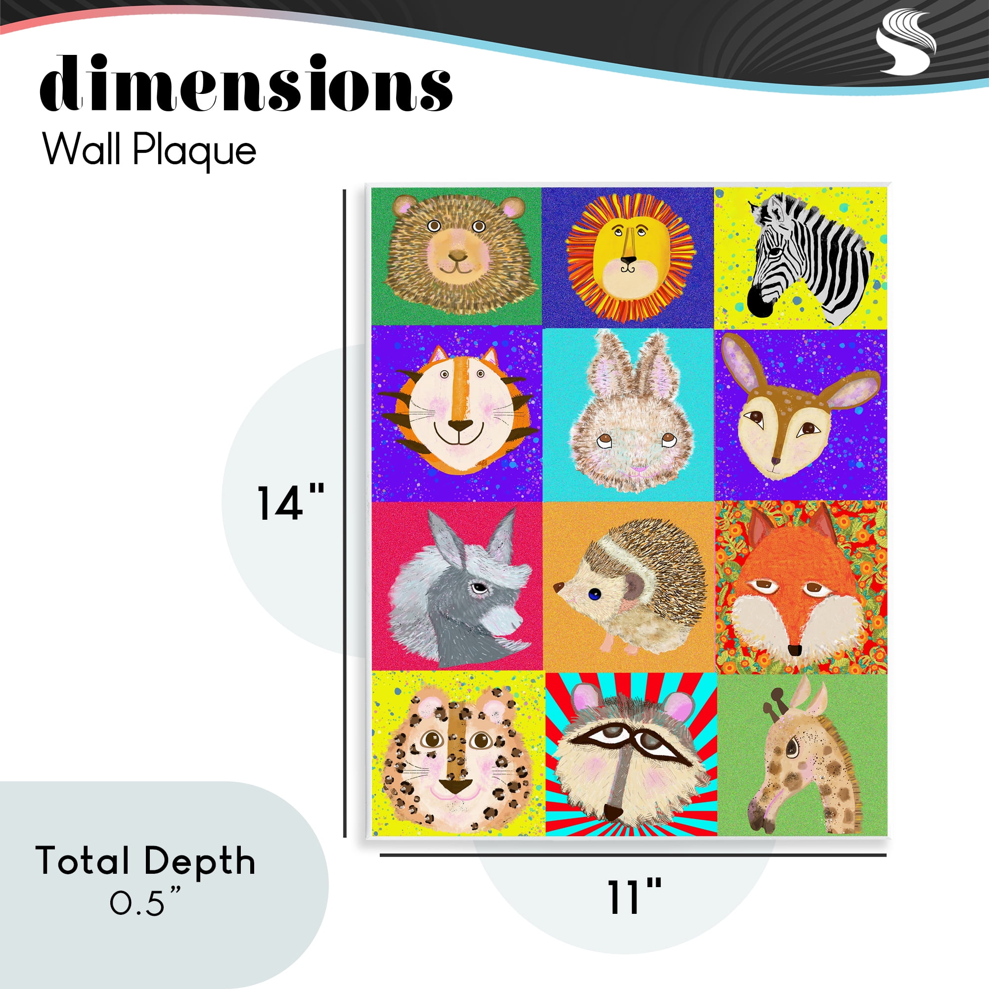 Furry Faces Animals Wall Plaque Art, design by Lynnda Rakos