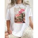 thumbnail image 1 of Women's Desert Rose Graphic Tee - Casual & Comfy Round Neck Short Sleeve, Breathable Polyester-Spandex Blend, Perfect for Summer, 1 of 6
