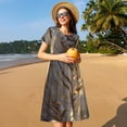 thumbnail image 4 of Defioc Golden White Tiger Pattern Womens Summer Dresses Short Sleeve Sundress 2025 Beach Vacation Dresses with Pockets -Medium, 4 of 6