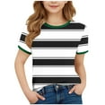 thumbnail image 3 of Boys Girls Cotton T-Shirts Short Sleeve Striped Colorblock Crew Neck Tee Toddlers Kids Casual Summer Tops (14-15 Years, White), 3 of 4