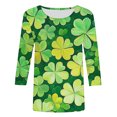 thumbnail image 5 of hotojiny Plus Size St. Patrick's Day Tops for Women Fashion Spring Cute 3/4 Sleeve Shirts Lounge Loose Crewneck Blouse, 5 of 5