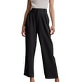 thumbnail image 2 of ITSAME Womens Wide Leg Pants, Flowy Loose High Waisted Solid Color Casual Business Trousers Black L, 2 of 7
