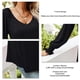 thumbnail image 5 of Blusa plisada acampanada, túnica informal para mujer, color negro XXL, blusa de manga larga con escote en V estilo otoño-invierno, 5 of 6