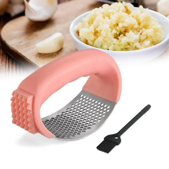 TopLLC 2024 Upgrade Stainless Steel Garlic Presser Garlic Press Rocker Garlic Mincer Garlic Crusher With Peeler And Cleaning Brush Stainless Steel Garlic Mincer A cutting