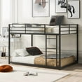 thumbnail image 1 of Full over Full Metal Bunk Bed, Low Bunk Bed with Ladder, Black, 1 of 10