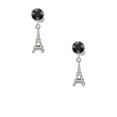 thumbnail image 2 of Delight Jewelry Silvertone 3-D Eiffel Tower Black Crystal Clip on Earrings, 2 of 5