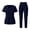 Navy, variant on Scrub Suit Set for Women V-neck Top & Tapered Leg Pants with Drawstring Medical Nursing Uniforms Set