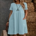thumbnail image 2 of XWSHYW Spring Dresses for Women 2025 Plus Size Dress for Women , Cotton Linen Short Sleeve Dress Round Neck Casual Sun Dresses with Pockets, Sizes S-2XL, 2 of 6