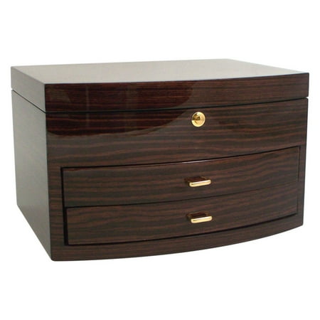 Ebony Zebra Wood Multi-level Jewelry Box - 11.75W x 7H in.