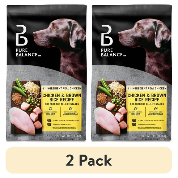 (2 pack) Pure Balance Chicken & Brown Rice Recipe Dry Dog Food, 30 lbs