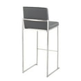 thumbnail image 4 of Fuji Contemporary High Back Barstool In Stainless Steel And Grey Faux Leather - Set Of 2, 4 of 7