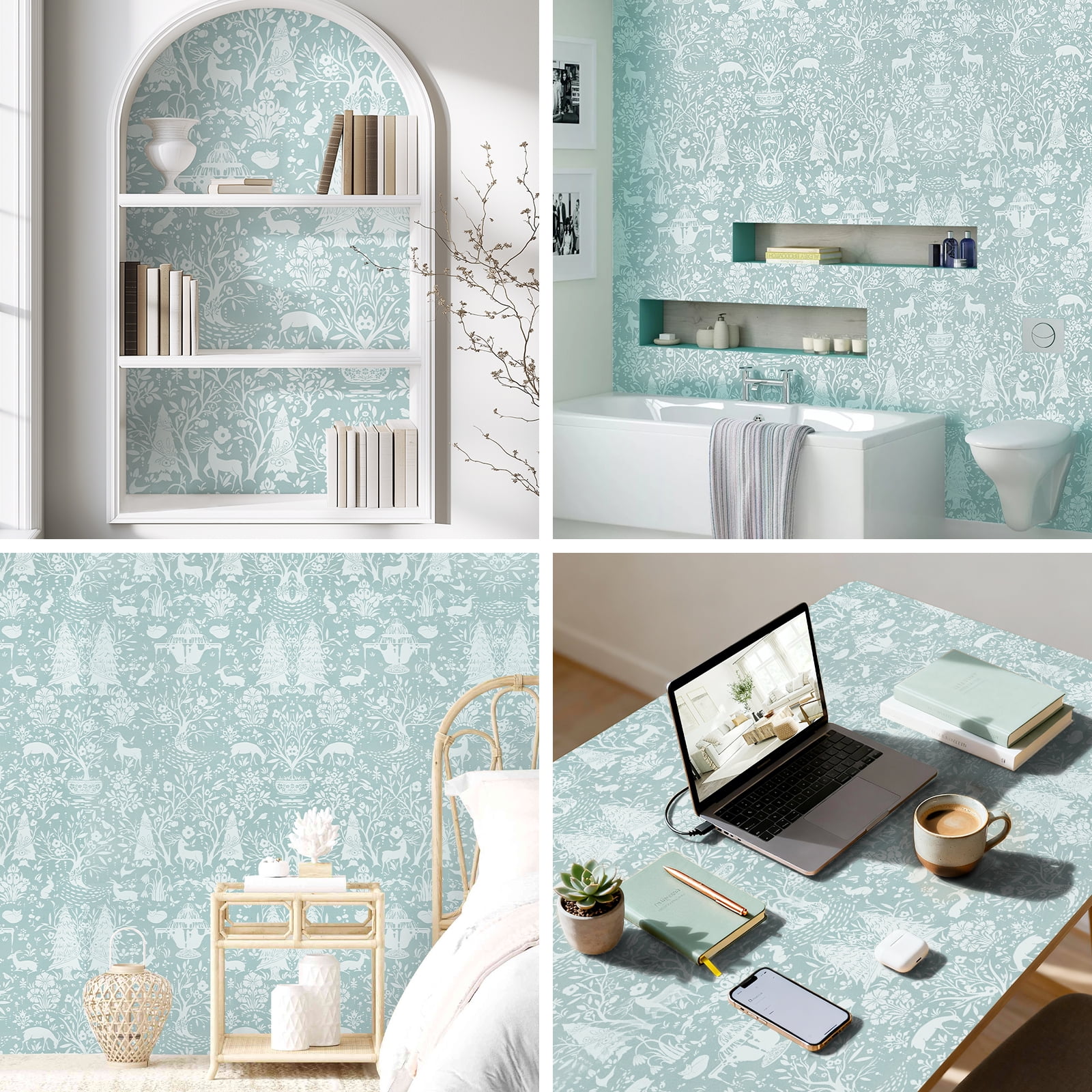 DAZLUTE Peel and Stick Wallpaper Forest Wallpaper Self Adhesive Removable Wallpaper Grey and White Contact Paper 17.71" x 394"