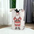 thumbnail image 6 of Yayeee Freestanding Laundry Hamper with Handle Collapsible Large Storage Basket for Clothes, Beige Christmas Santa, 6 of 7