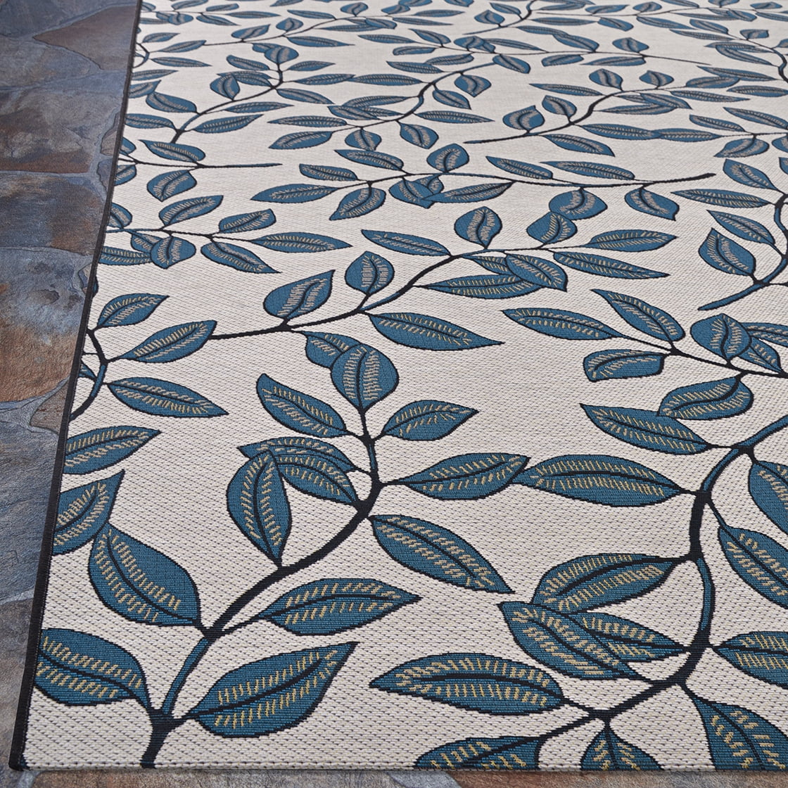 Couristan Dolce Summer Ivy 4' x 5'10" Ivory-Slate Blue Indoor/Outdoor Rug