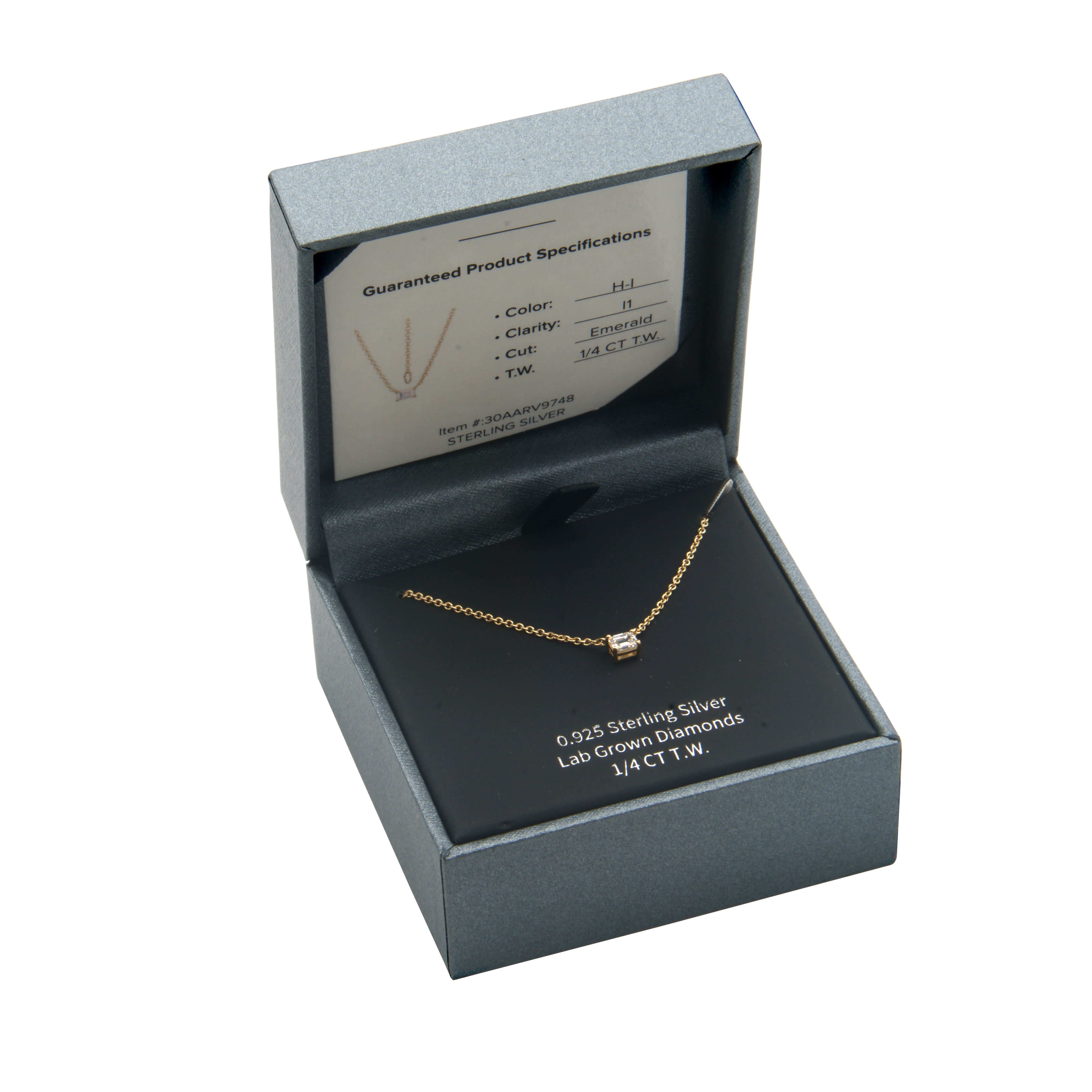 Forever Facets 1/4 CT TW Lab Grown Diamond 18k Gold over Sterling Silver Baguette Necklace, Adult Female