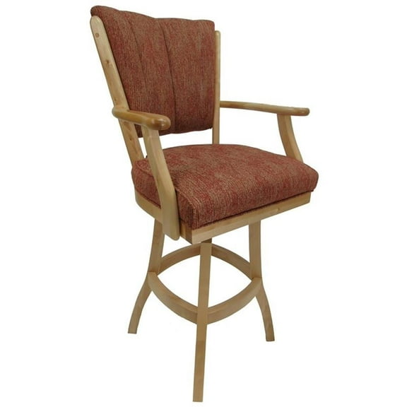 Classic Swivel Wood Bar Stool 30" Seat - Siene Red Fabric - Natural