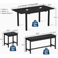 thumbnail image 3 of 5Pcs Dining Table Set for 4-8 People, 63 in Large Extendable Kitchen Table Set with 2 Benches and 2 Square Stools, Modern Dining Room Furniture Sets, Easy Assembly, Black, 3 of 9