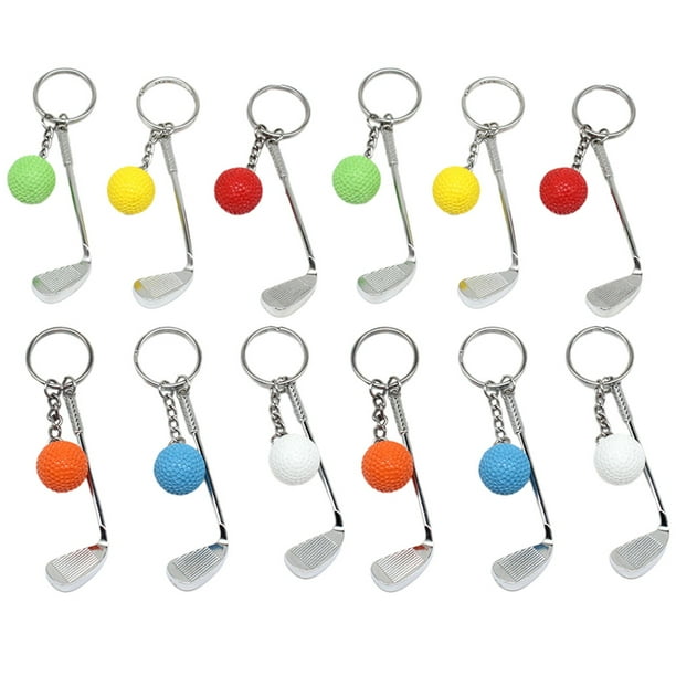 12 llaveros colgantes de pelotas de golf, llavero artesanal de pelotas de golf, llavero pequeño de pelotas de golf, decoración novedosa de pelotas de golf.