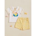 thumbnail image 4 of Baby Toddler Girls Shorts Clothing Set, 6 12 18 Months Short Sleeve Doll Collar Embroidery T-shirt with Plaid Shorts Summer 2-piece Outfit, 4 of 9