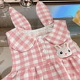 thumbnail image 6 of Girls Sleeveless Gingham Dress Kids Bunny Applique Peter Pan Collar A-Line Twirl Easter Spring Summer Dress Pink,Size 5-6T, 6 of 6