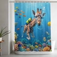 thumbnail image 5 of Funny Diving Giraffe Shower Curtain Set, Waterproof Shower Curtains for Bathroom, Ocean Coastal Coral Fish Marine Life Washable Fabric Bath Curtain for Bathtub Decoration with Hooks 66x72 Inches, 5 of 9