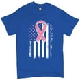 thumbnail image 1 of Tee Hunt Pink Ribbon Distressed Flag T-Shirt Breast Cancer Awareness Men's Novelty Shirt, Blue, 3X-Large, 1 of 5