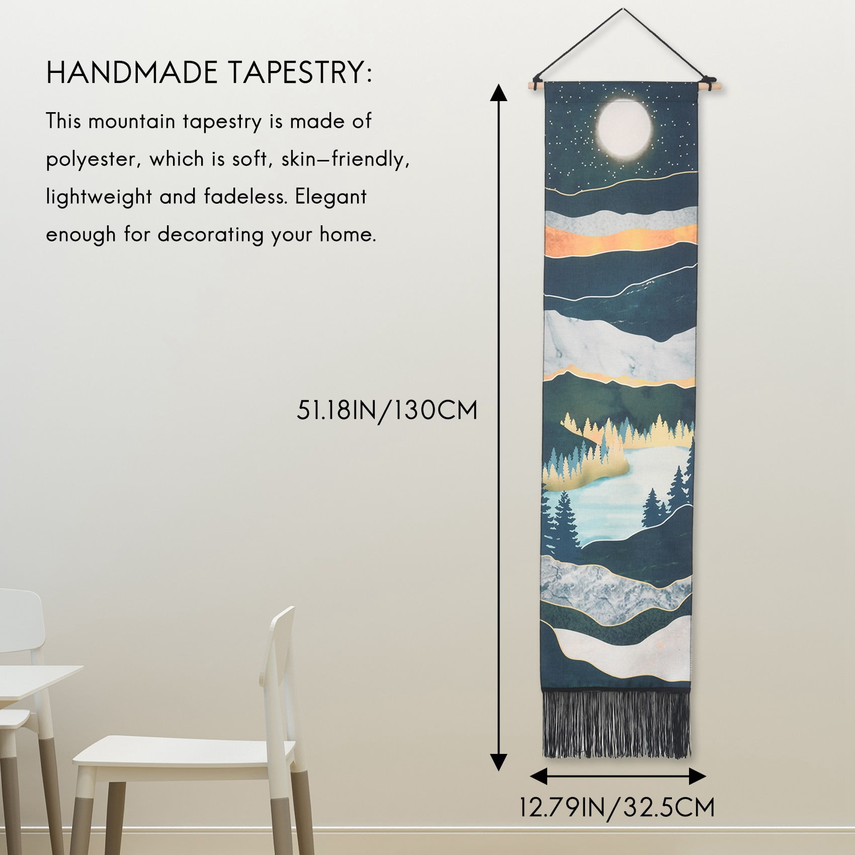1Set Narrow Tapestry Wall Hanging Long Landscape Painting Nature Landscape Tapestry for Home Bedroom Vertical Tapestry Walmart