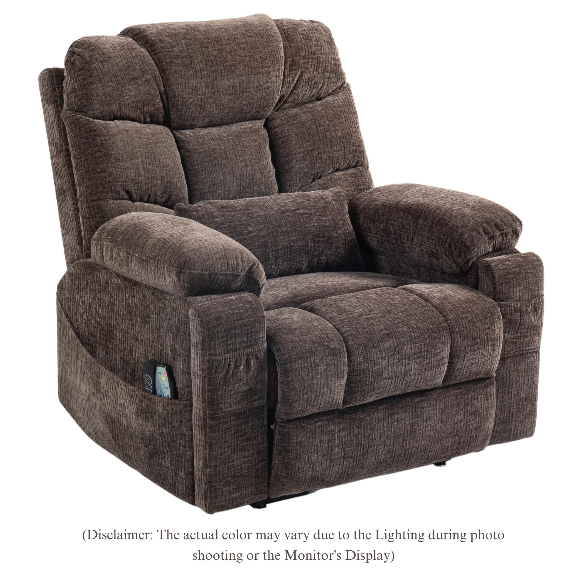 Power Lift Recliner Chairs for Elderly - Infinite Position Lay Flat Recliner with Heat & Massage Wireless Phone Charger - USB Type C Charging - Dual Motor Lift Chair 400 lbs