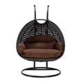 thumbnail image 5 of LeisureMod Mendoza Charcoal Wicker Patio Double Swing Chair in Brown, 5 of 11
