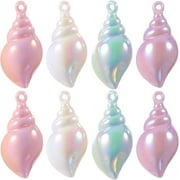 1 Box 16pcs 4 Styles Conch Shell Charms Bulk Seashell Charms Whelk Sea Shells Acrylic Plastic Glitter Ocean Spiral