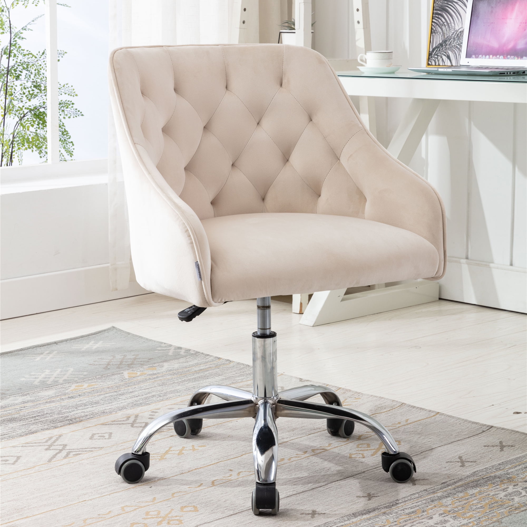 Home Office Desk Chair, SYNGAR Modern Velvet Fabric Accent Chair W