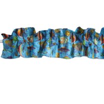 Fish Aquarium Print Cotton Curtain Sleeve Topper Window Treatment