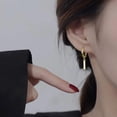thumbnail image 2 of Solid 925 Sterling Silver Bar Drop Hoop Earrings for Women Teens Minimalist Bar Hoop Earrings Huggie, 2 of 13