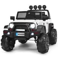 thumbnail image 1 of Costway 12V Kids Ride On Truck RC Car w/ LED Lights Music Trunk White, 1 of 10