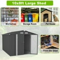 thumbnail image 6 of 10x8FT Outdoor Storage Shed, Segmart Metal Garden Sheds & Outdoor Storage, Large Tool Sheds for Patio, Lawn, Backyard, Weather-Proof, Dark Gray, 6 of 7