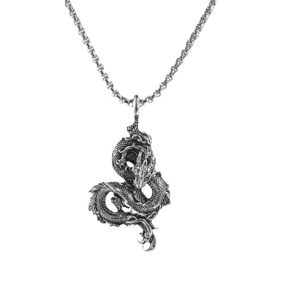 Punk Dragon Necklaces for Men Women Retro Stainless Steel Animal Pendant Hip Hop Jewelry Gift Cool Necklace