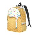 thumbnail image 1 of Disketp White Ice Cream print Canvas Backpack Lightweight Travel Daypack Student Rucksack Laptop Backpack-Small, 1 of 5