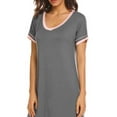 thumbnail image 2 of V-Neck Night Gown for Ladies With Pockets, Women's Nightdress Short Sleeve Sleep Sleep Dress Loungewear Pajama Dress, Gray, 2 of 4