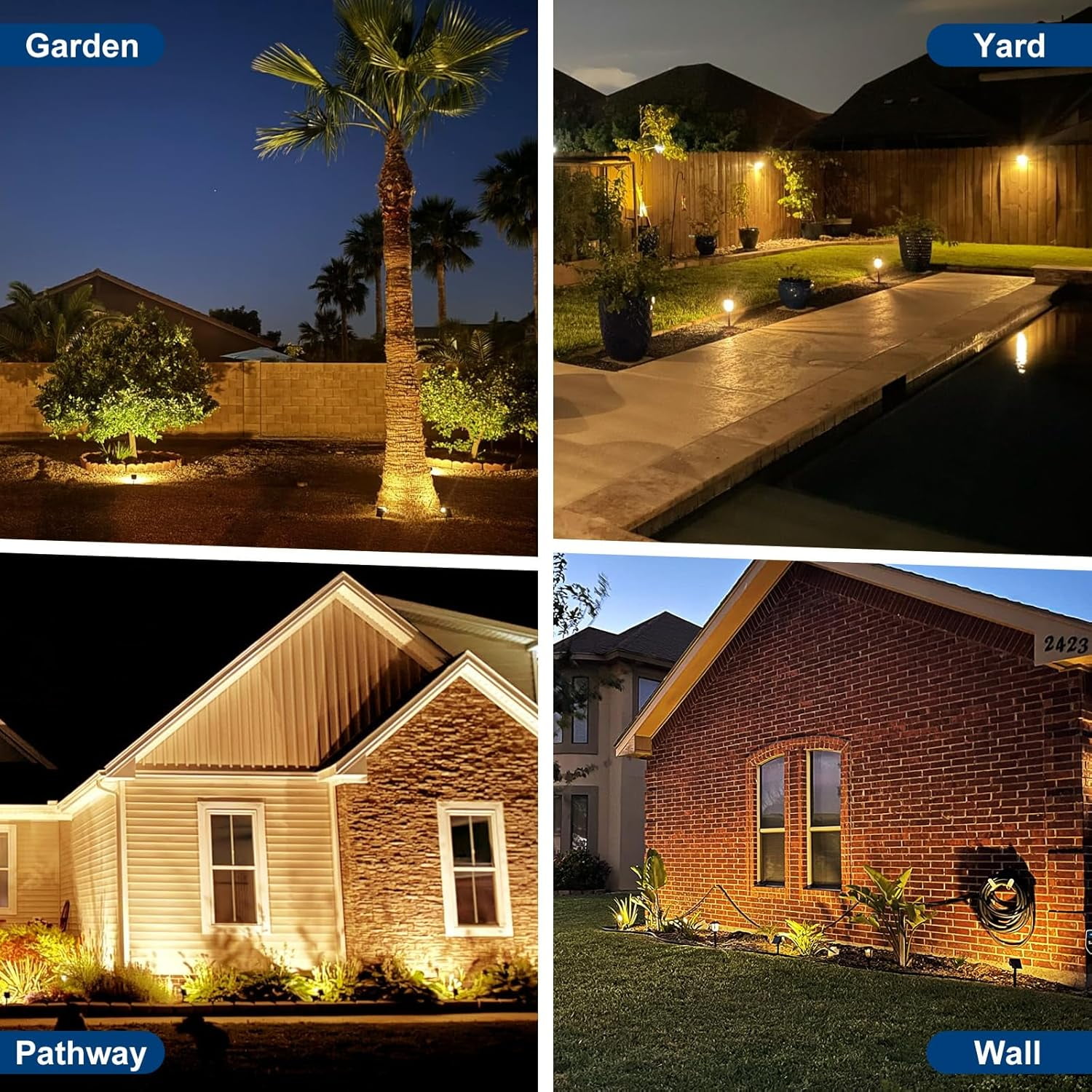 Solar Spot Lights Outdoor,2 Pack/56 LED Outdoor Lights for Yard Waterproof IP68, 4 Lighting Modes Solar Landscape Spotlights, Auto On/Off Solar Powered Flood Lights Garden Pathway,Warm White